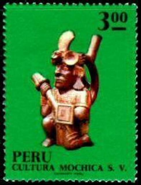 Stamp Painted pottery - Kneeling Warrior, Peru 1972